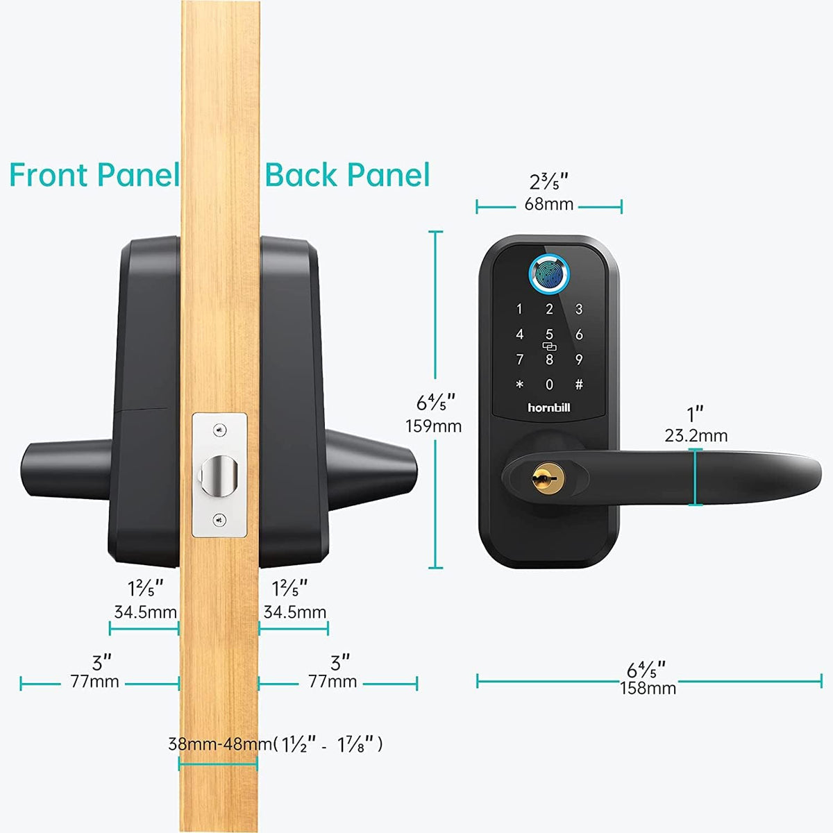 Fingerprint Door Lock Keyless Entry Bluetooth Keypad Lock with Reversible Handle J9176