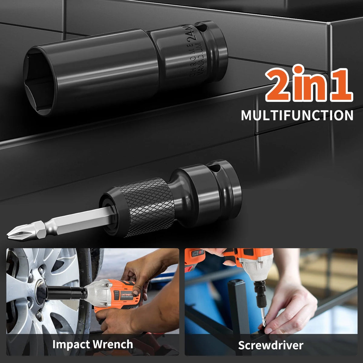 1/2 inch Brushless Cordless Impact Wrench with 3.0Ah Li-ion Battery & 7 Sockets R30255