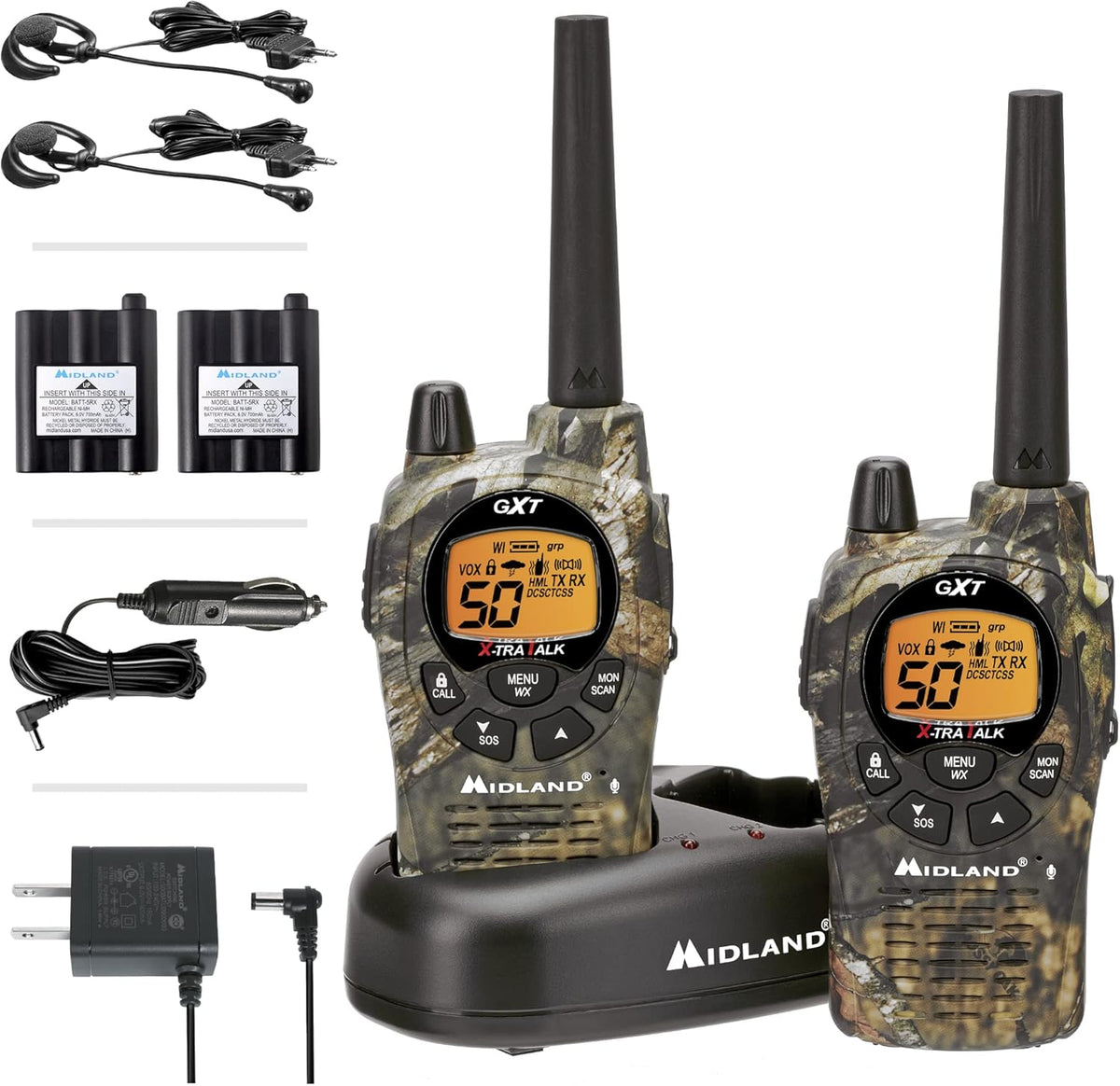 50 Channel Waterproof GMRS Two-Way Radio Black/Silver Pair Pack S443