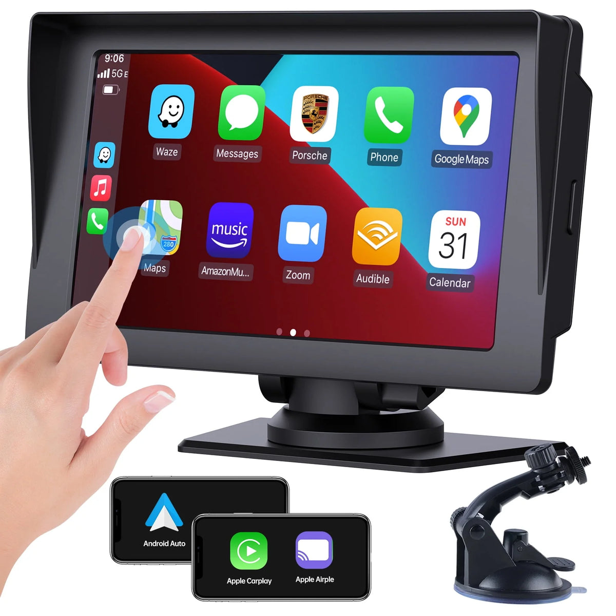 Wireless Apple Carplay & Android Auto 7 inch Touch Screen Car Stereo Z9402