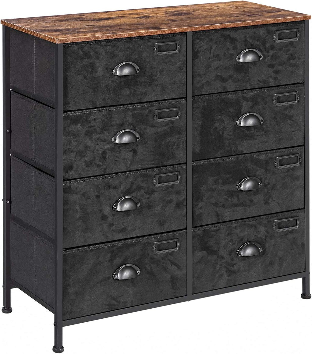 Rustic Brown and Black 8 Fabric Drawer Dresser N550375