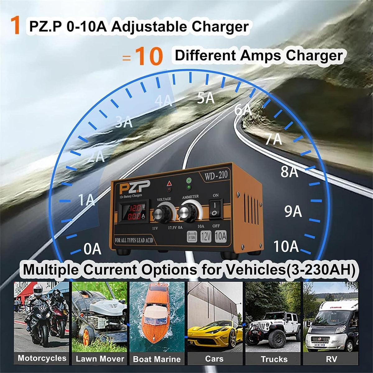 0-10 Amp 12v Automotive Battery Charger M9787