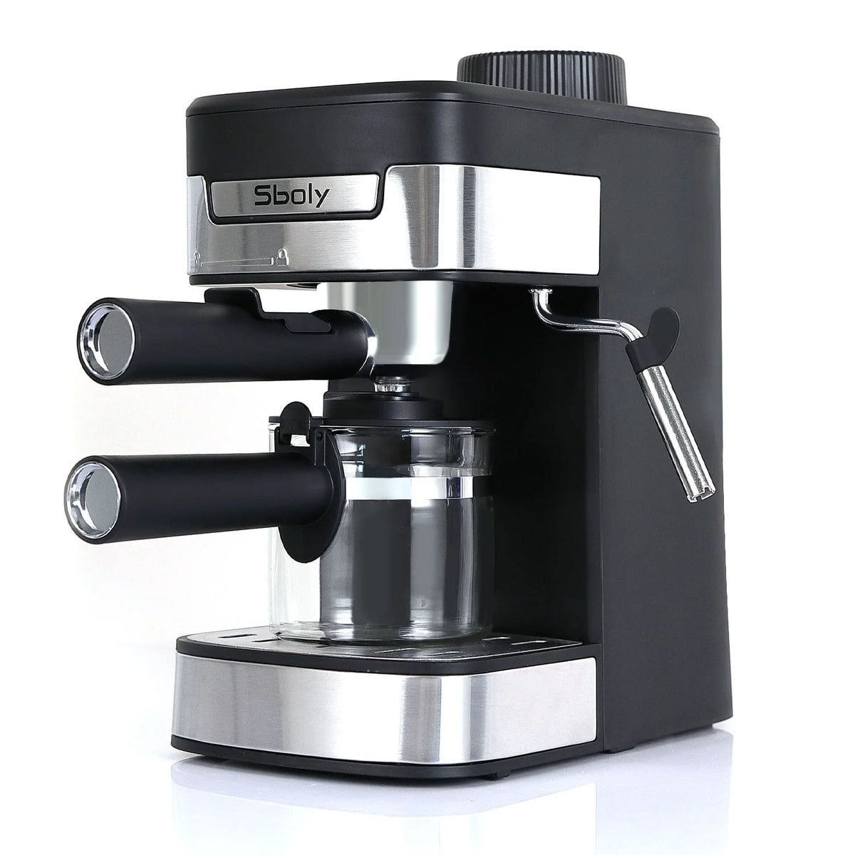Black 1-4 Cup Steam Espresso Machine with Milk Frother P8499