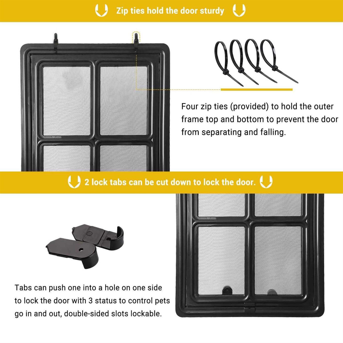 Screen Door Pet Door 12 x 16 inches Lockable Magnetic Automatic Closing R572633
