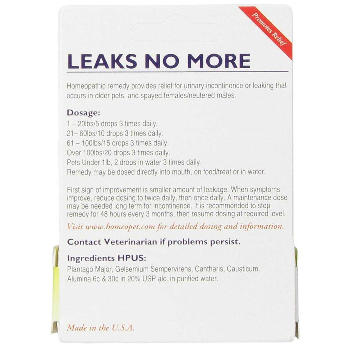 HomeoPet Leaks No More E88594