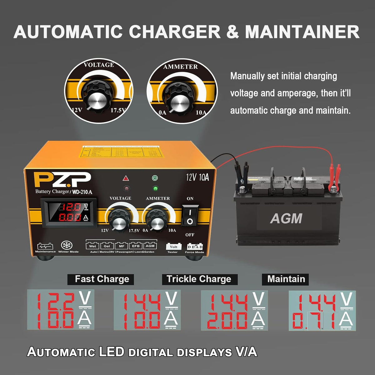 0-10 Amp 12v Automotive Battery Charger M9787