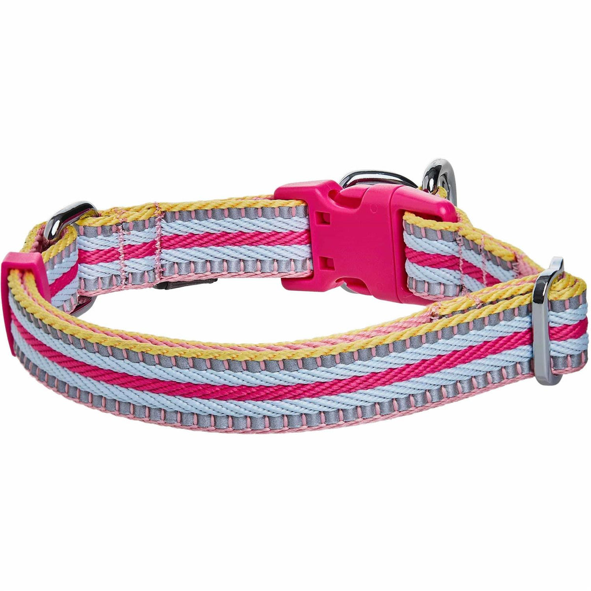 Reflective Multi-Colored Stripe Dog Collar L889584