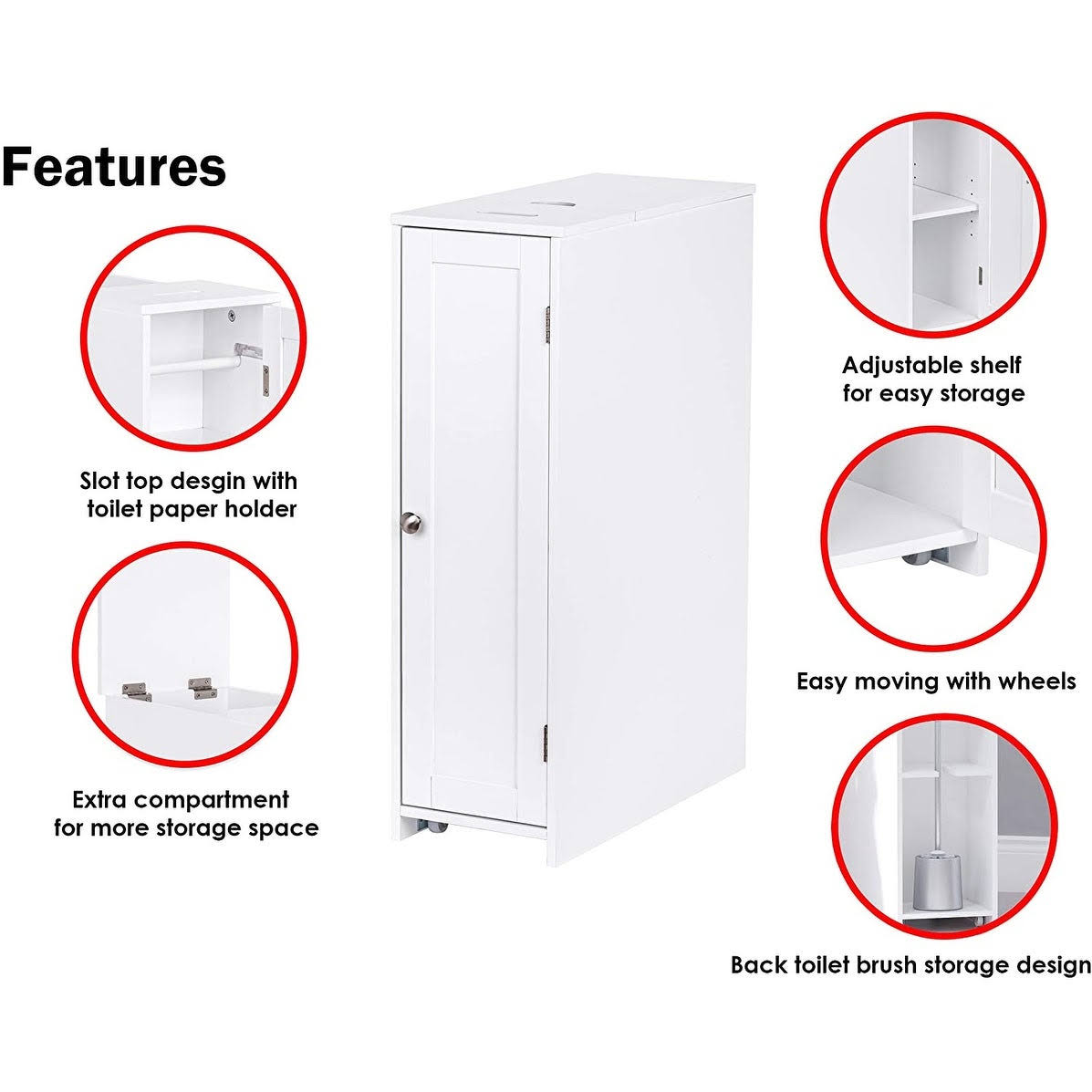 Toilet Paper Storage Cabinet with Rolling Holder B3411