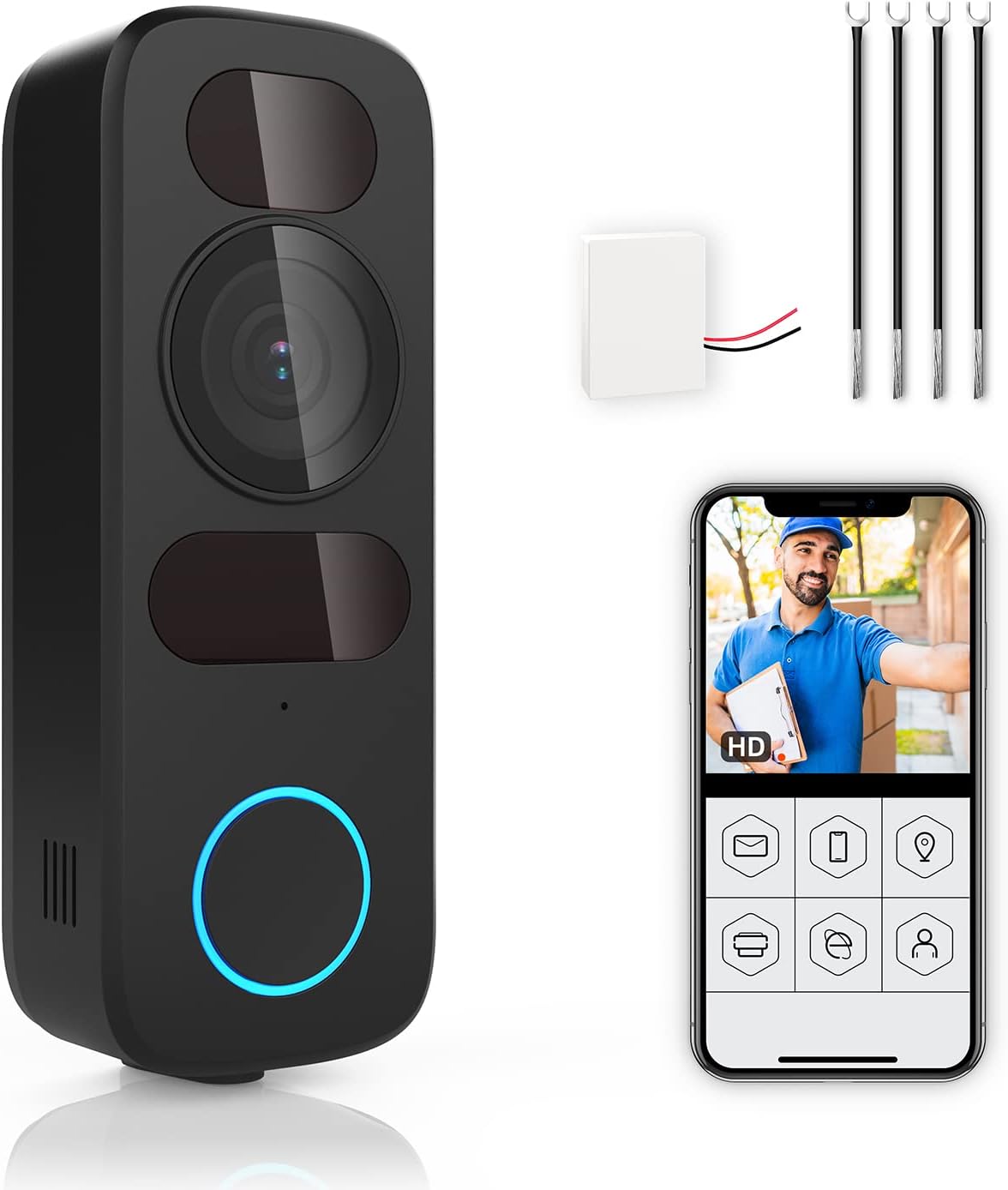 Wired Video Doorbell Camera 1080P HD 140° View Y76696