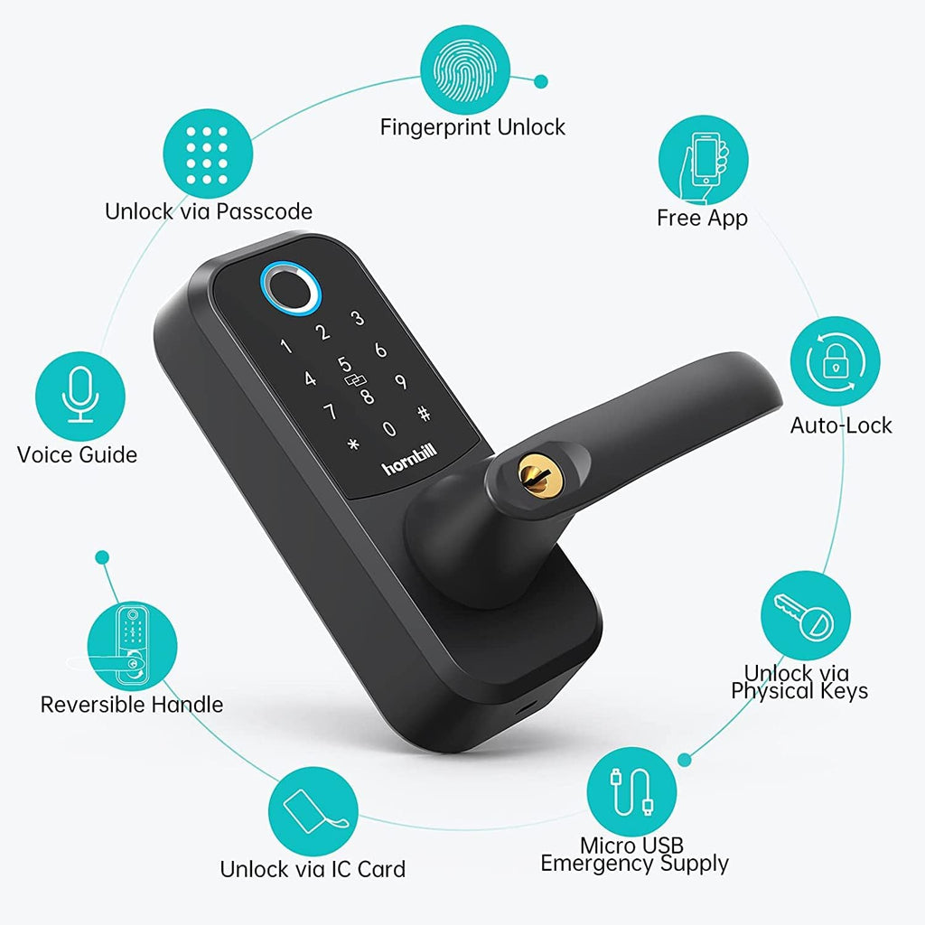 Fingerprint Door Lock Keyless Entry Bluetooth Keypad Lock with Reversible Handle J9176
