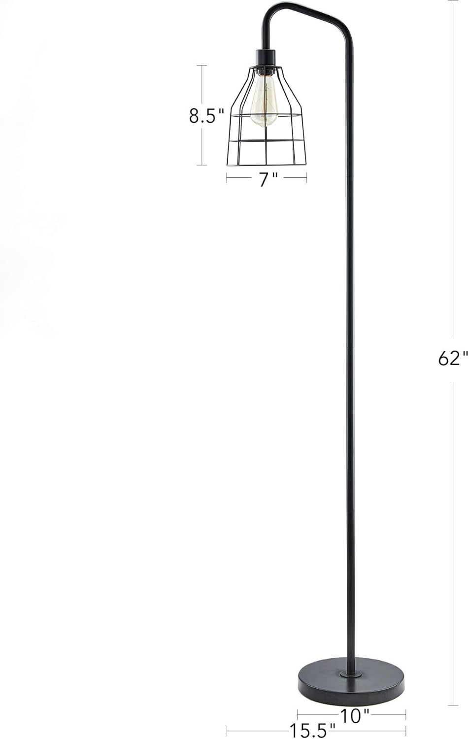 Black Industrial Floor Lamp with Heavy Metal Base A5525