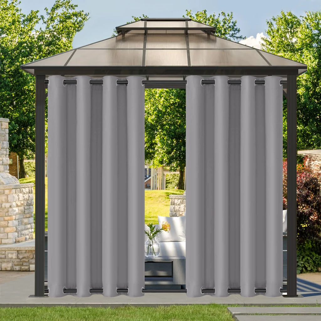 Waterproof 52 x 84 Inch Blackout Outdoor Curtain 1 Panel Gray V147099
