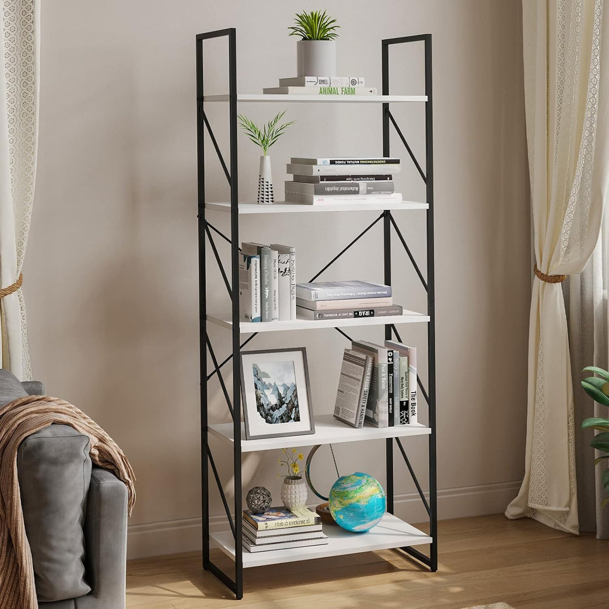 5 Tiers Black Bookshelf M409287