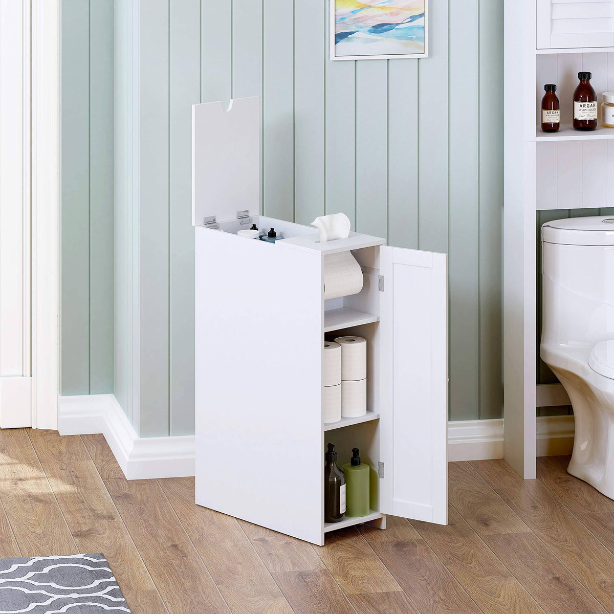 Toilet Paper Storage Cabinet with Rolling Holder B3411