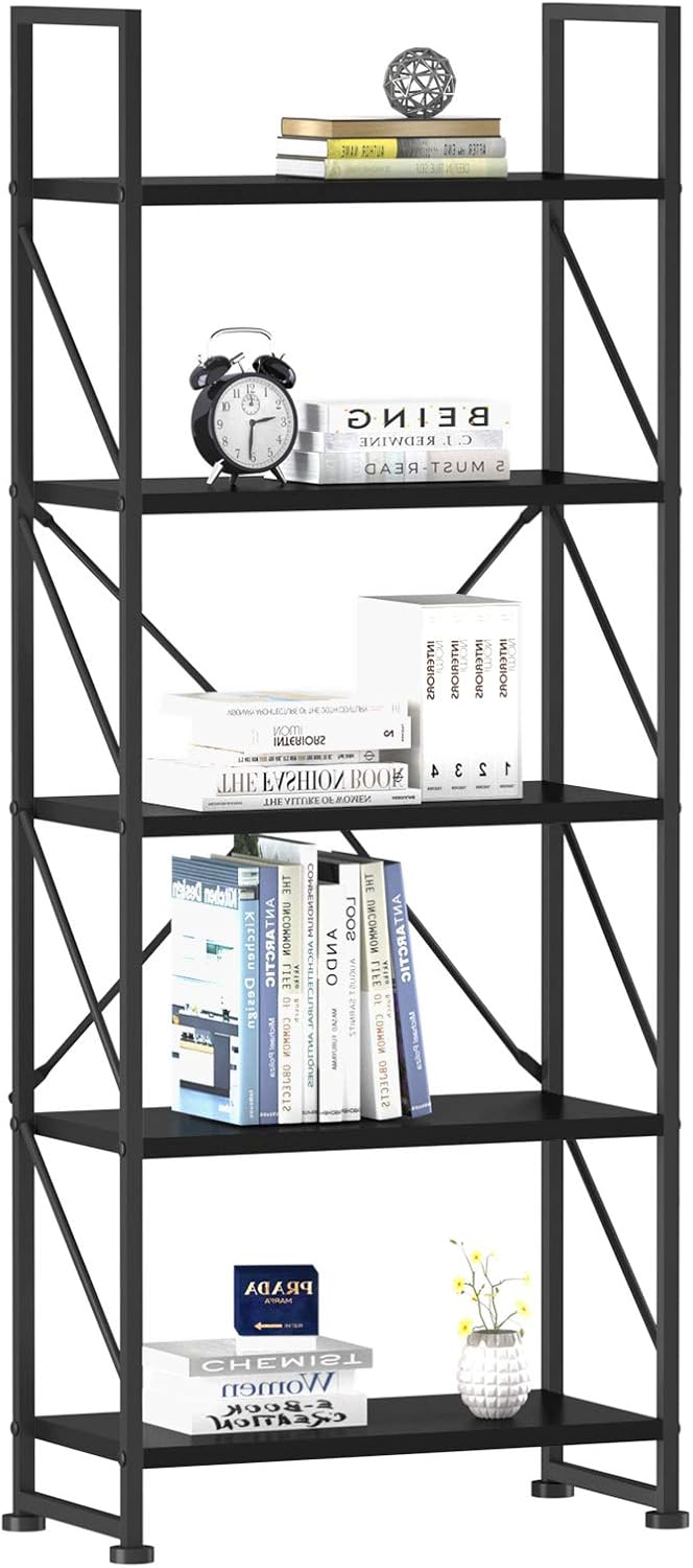 5 Tiers Black Bookshelf M409287