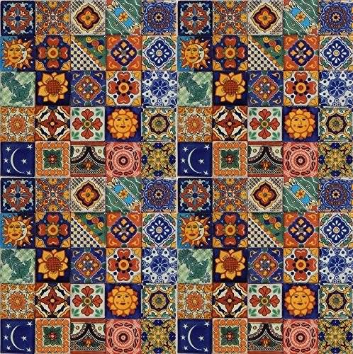 100 Hand Painted Talavera Mexican Tiles 2x2 E1485