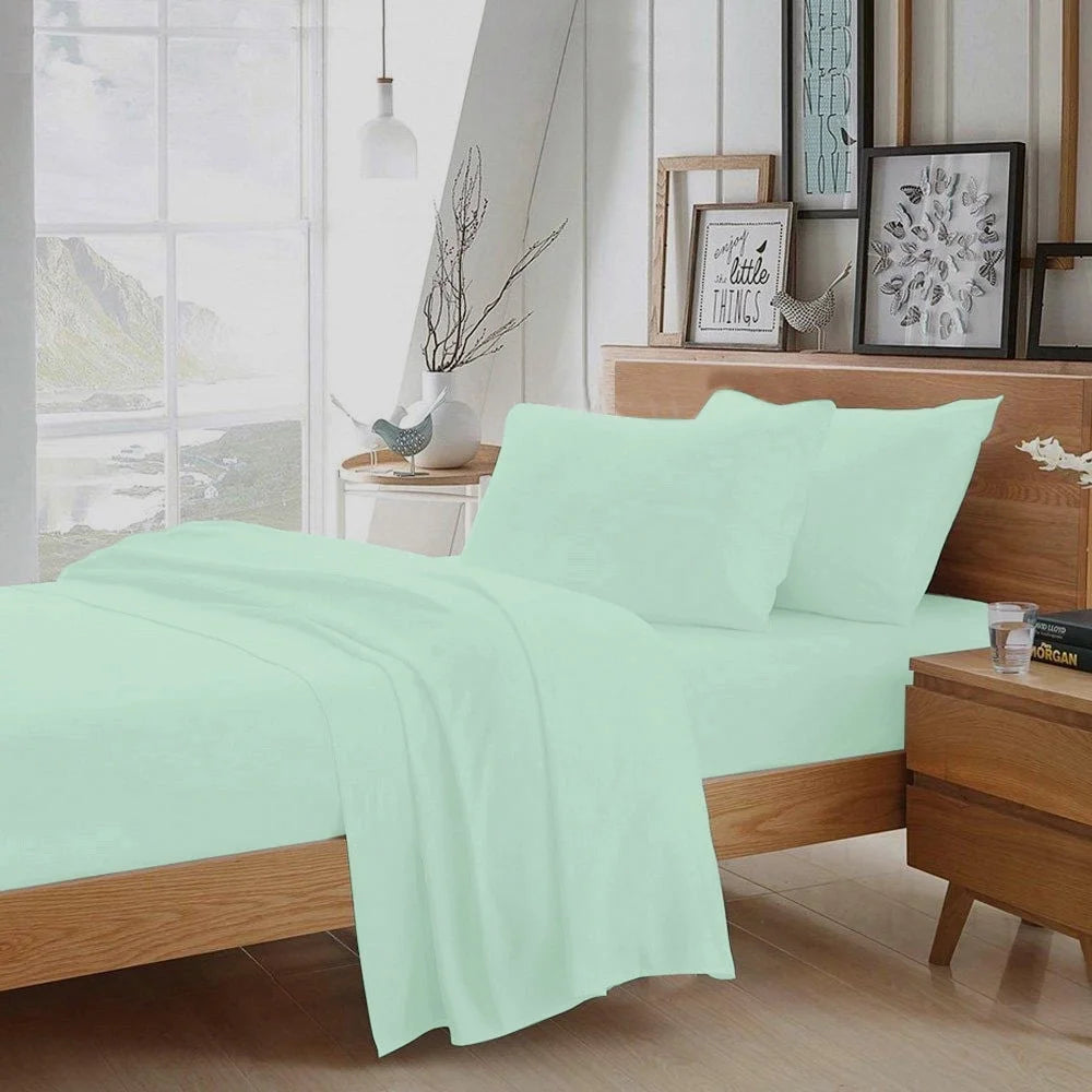100% Egyptian Cotton 4 Pcs Sheet Set Aqua Blue Cal-King Y444086
