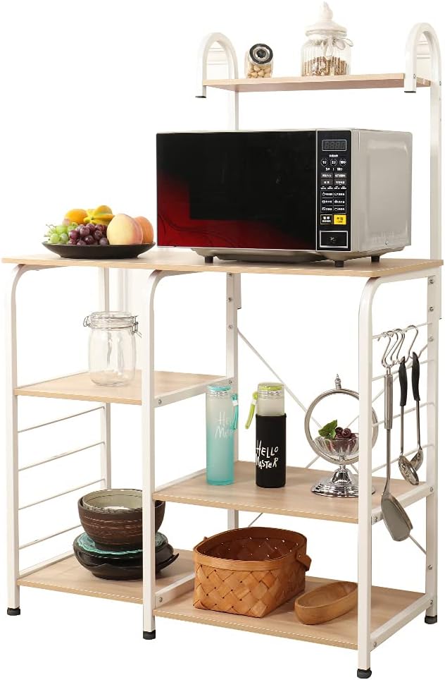 White Oak Kitchen Baker's Rack Microwave Stand P956843