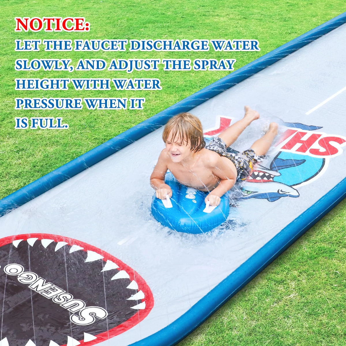 Inflatable Lawn Water Slide with 2 Bodyboards, 15.7x4.3ft R324719