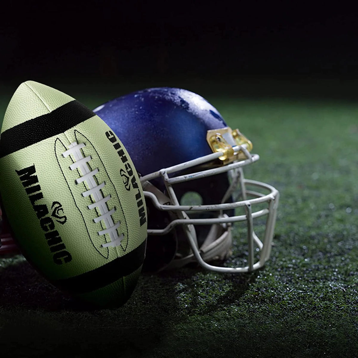 Glow in the Dark Size 9 Composite Leather Football with Pump and Carry Bag A4127