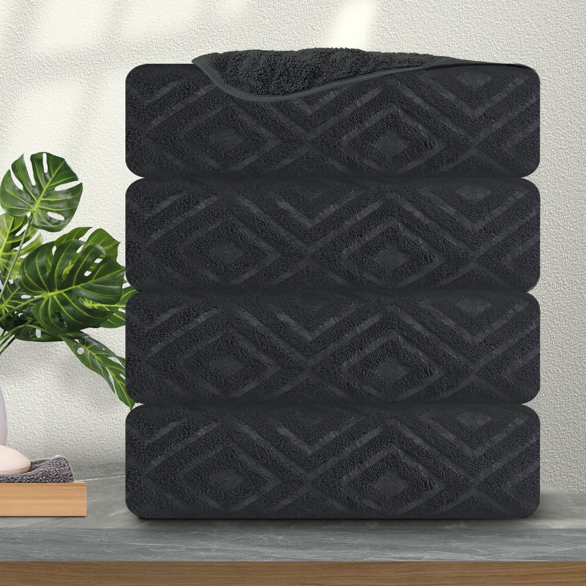 Dark Gray Oversized Bath Towels 4 Pack O88423
