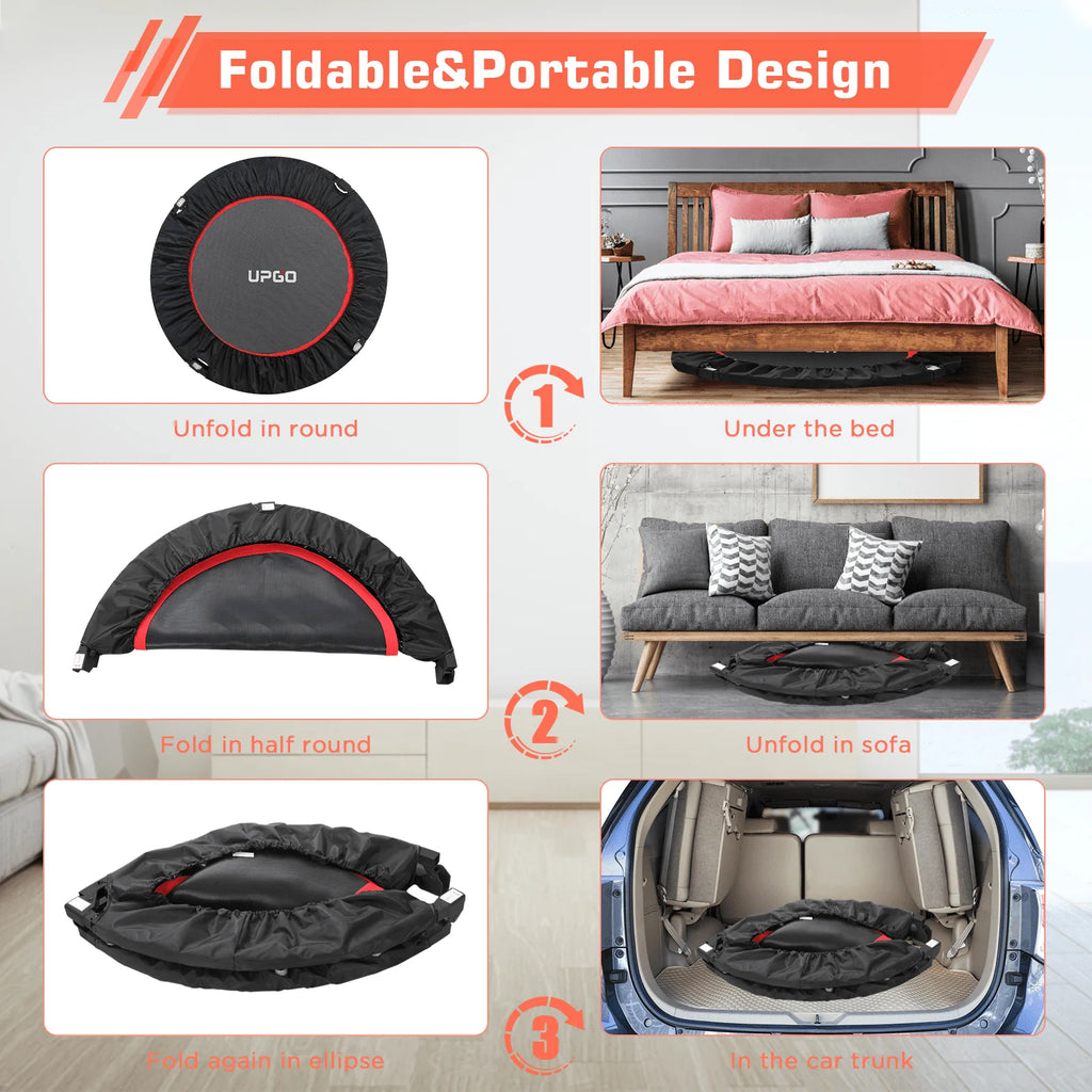 40 Foldable Fitness Trampoline with Adjustable Foam Handle V8800