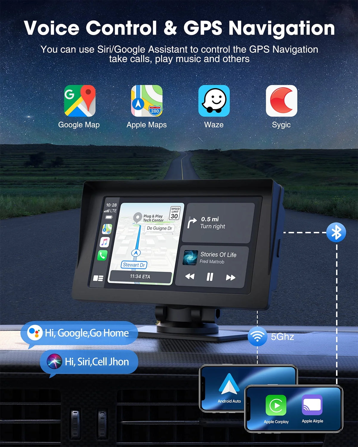 Wireless Apple Carplay & Android Auto 7 inch Touch Screen Car Stereo Z9402