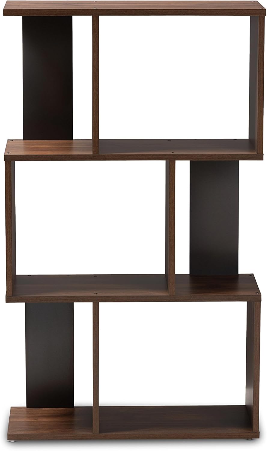 Walnut Brown Dark Grey Bookcase T446