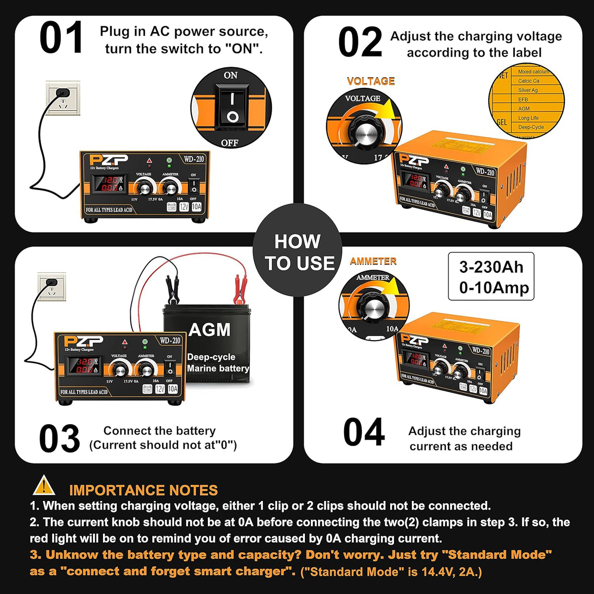 0-10 Amp 12v Automotive Battery Charger M9787