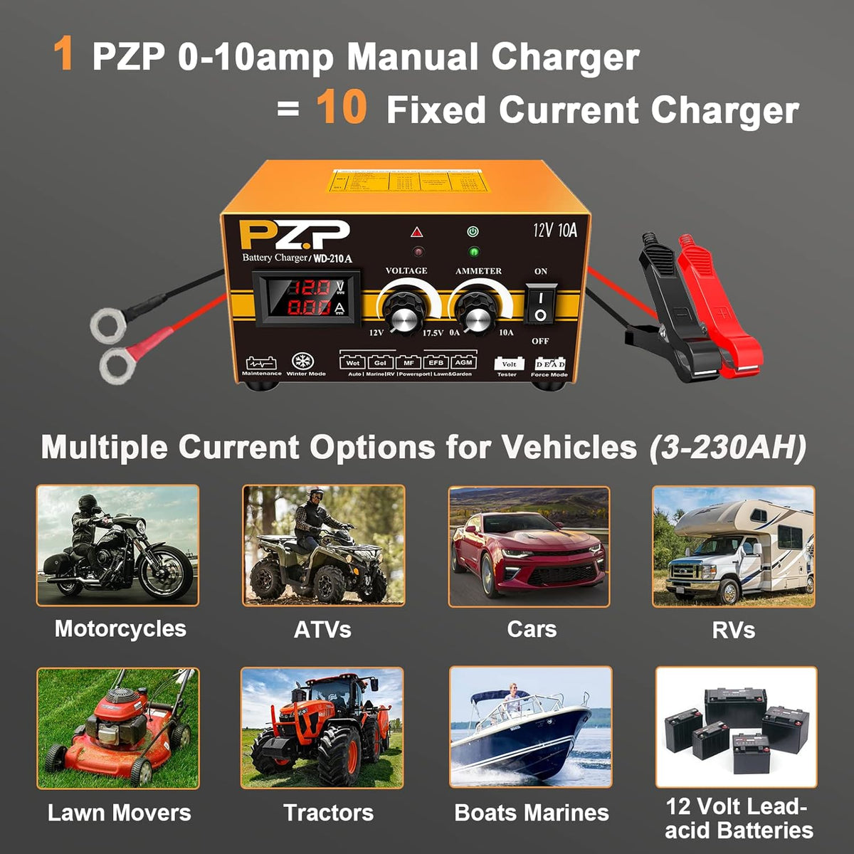 0-10 Amp 12v Automotive Battery Charger M9787