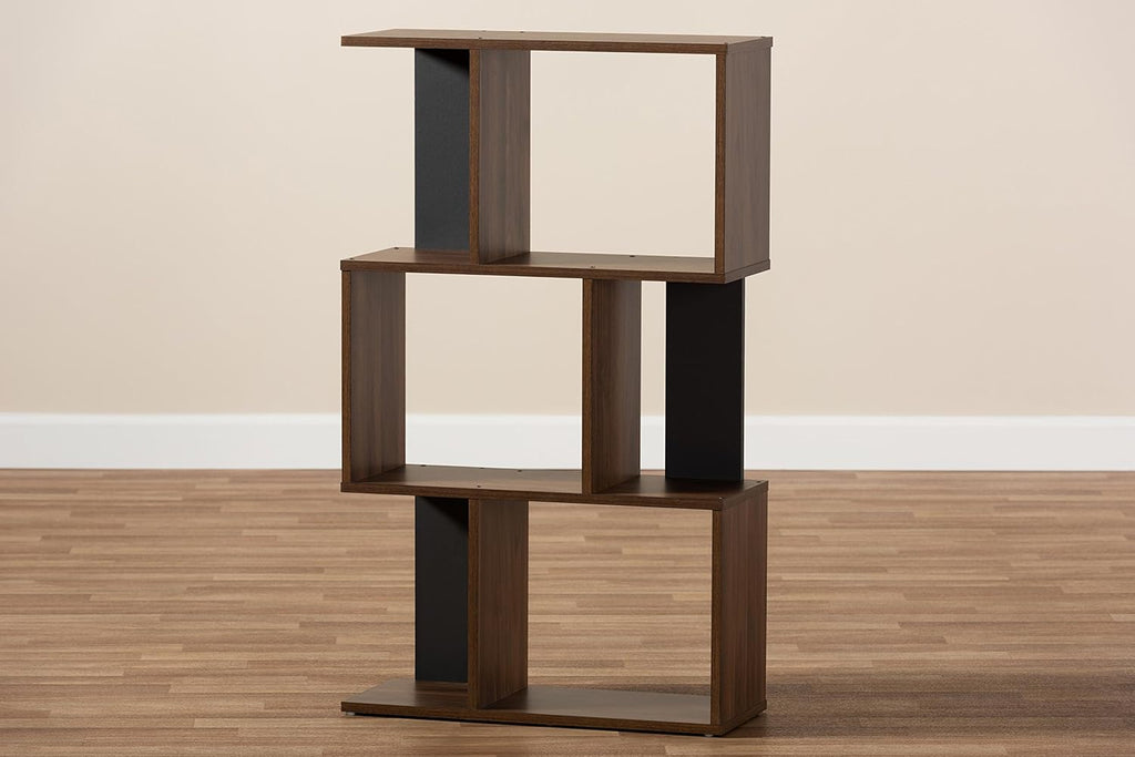 Walnut Brown Dark Grey Bookcase T446
