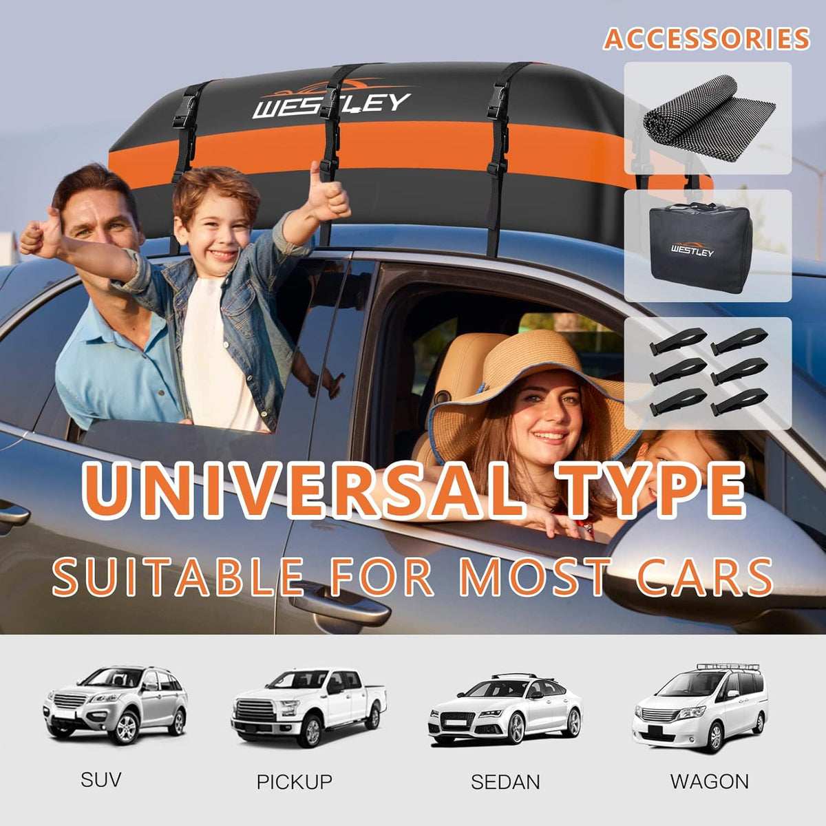 100% Waterproof 15 Cubic Feet Rooftop Cargo Carrier H542414