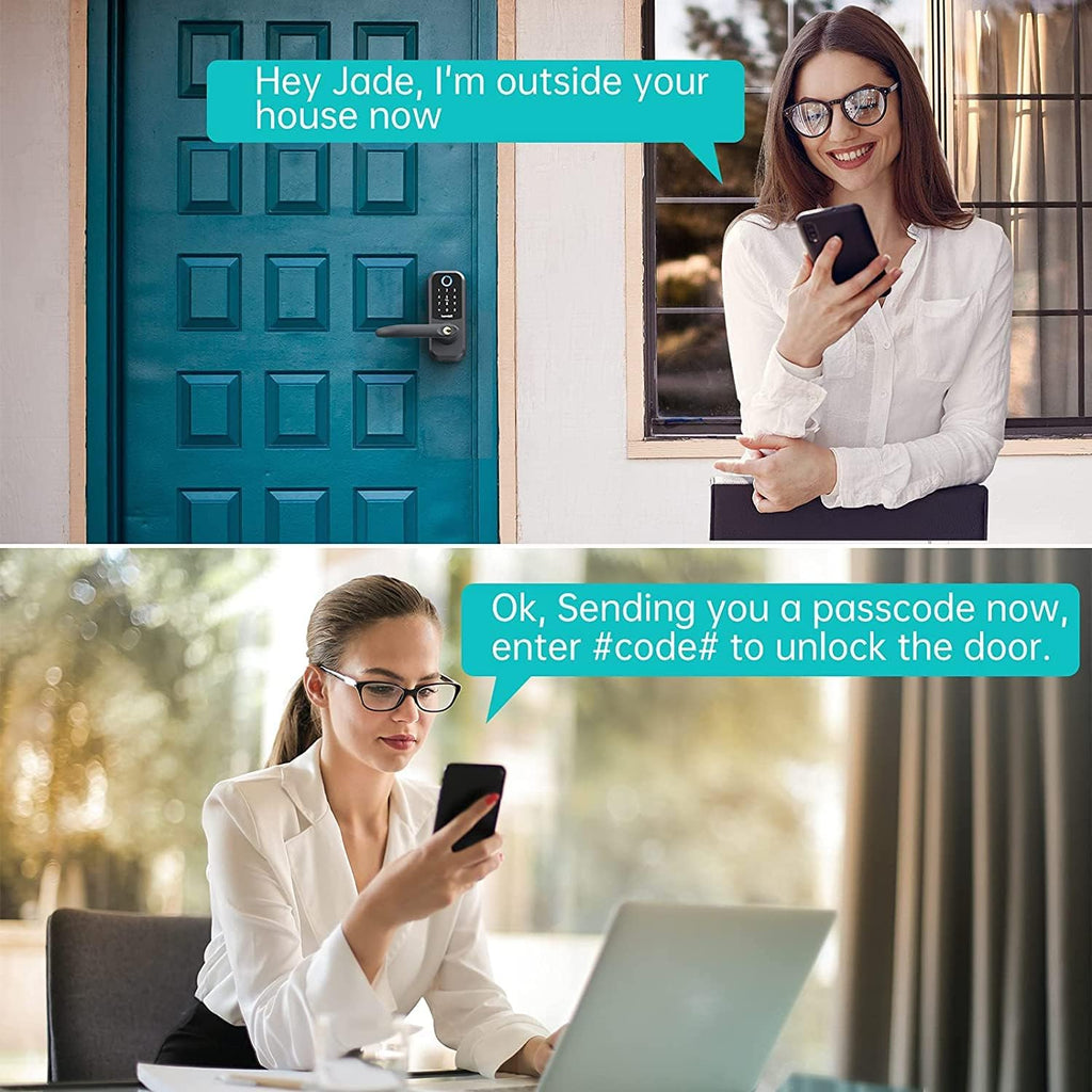 Fingerprint Door Lock Keyless Entry Bluetooth Keypad Lock with Reversible Handle J9176