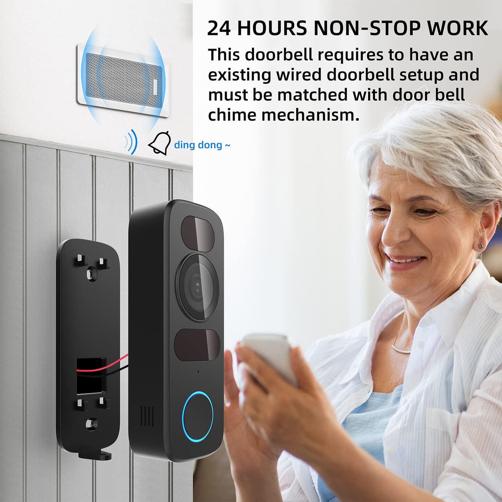 Wired Video Doorbell Camera 1080P HD 140° View Y76696