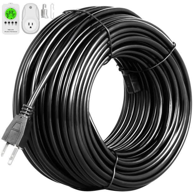 Heat Roof Gutter Snow De-Icing Cable Kit with Thermostat 76ft J219560