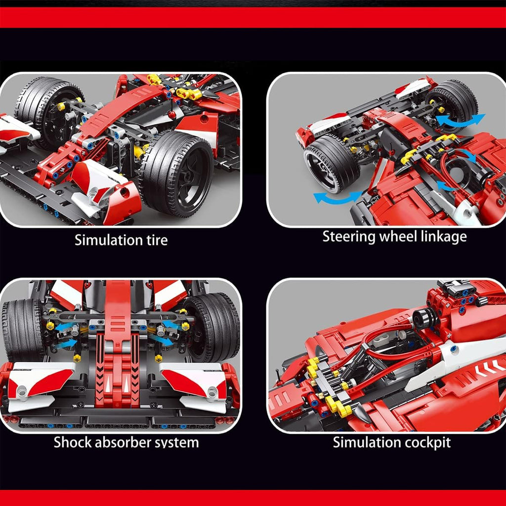 Red 1:10 Scale Sports Car Building Blocks Kit 1250 Pcs H29073