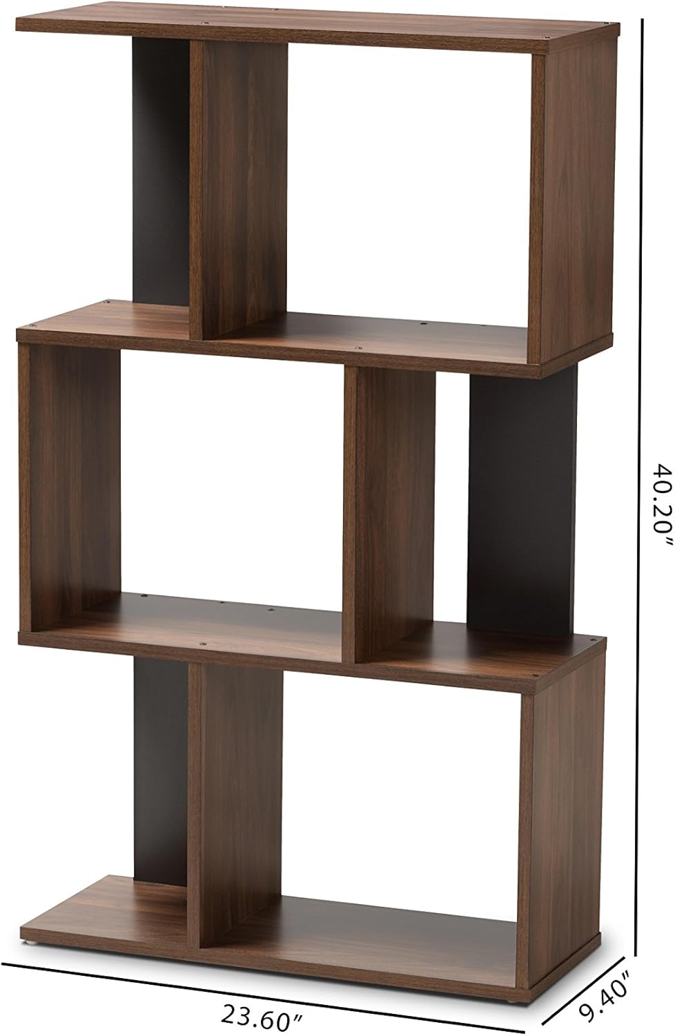 Walnut Brown Dark Grey Bookcase T446