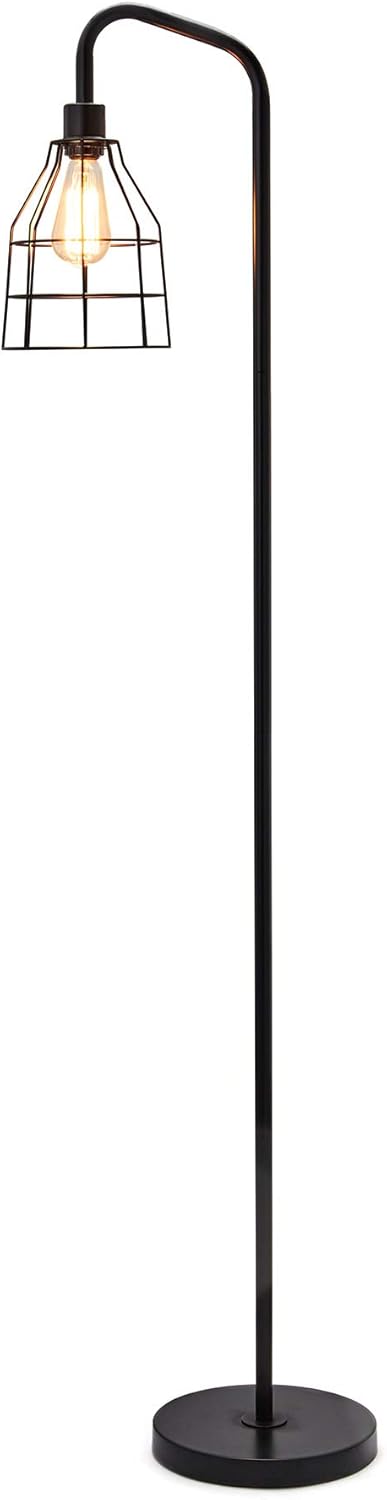 Black Industrial Floor Lamp with Heavy Metal Base A5525