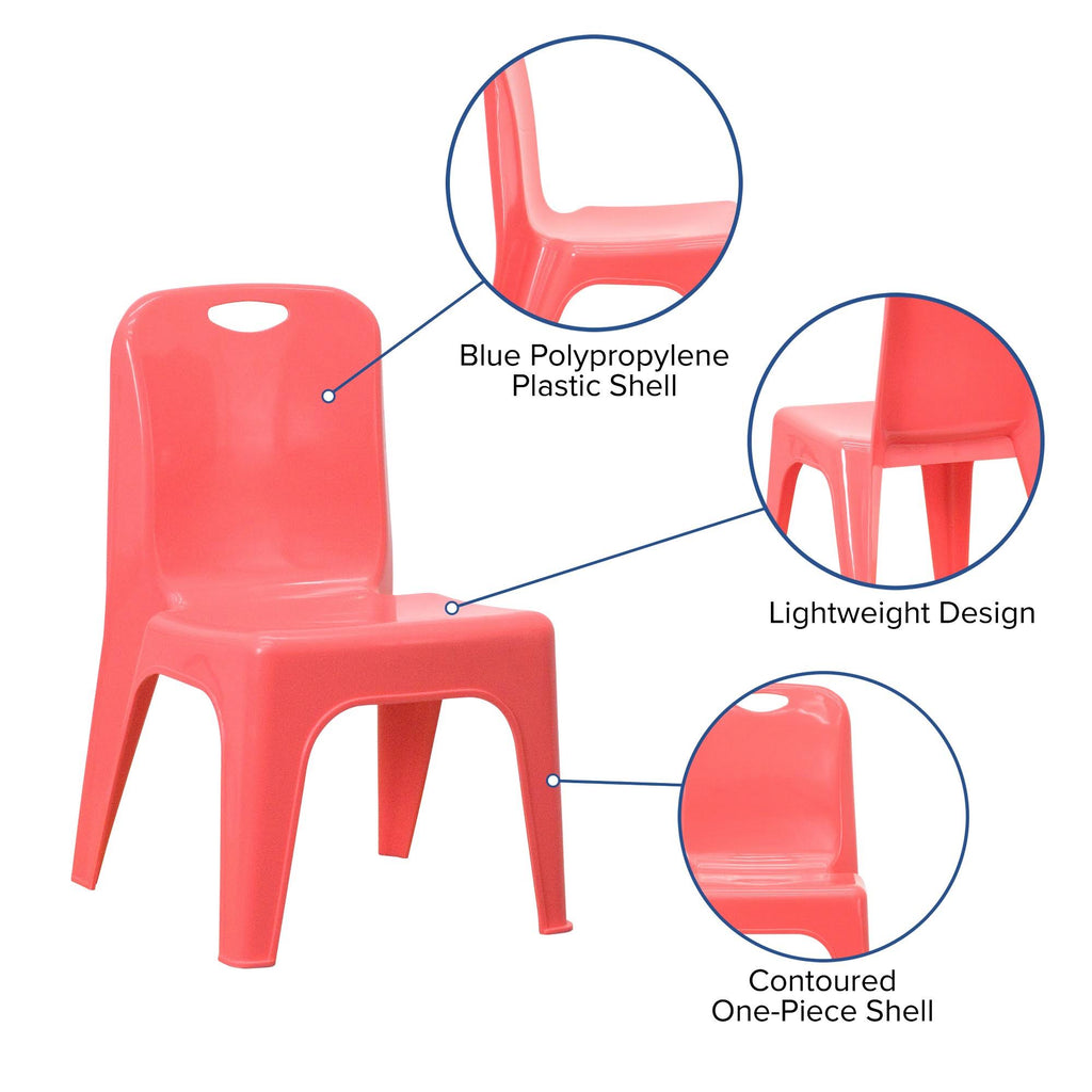 Red 4 Pack Stackable Plastic School Chair with Carrying Handle Q111