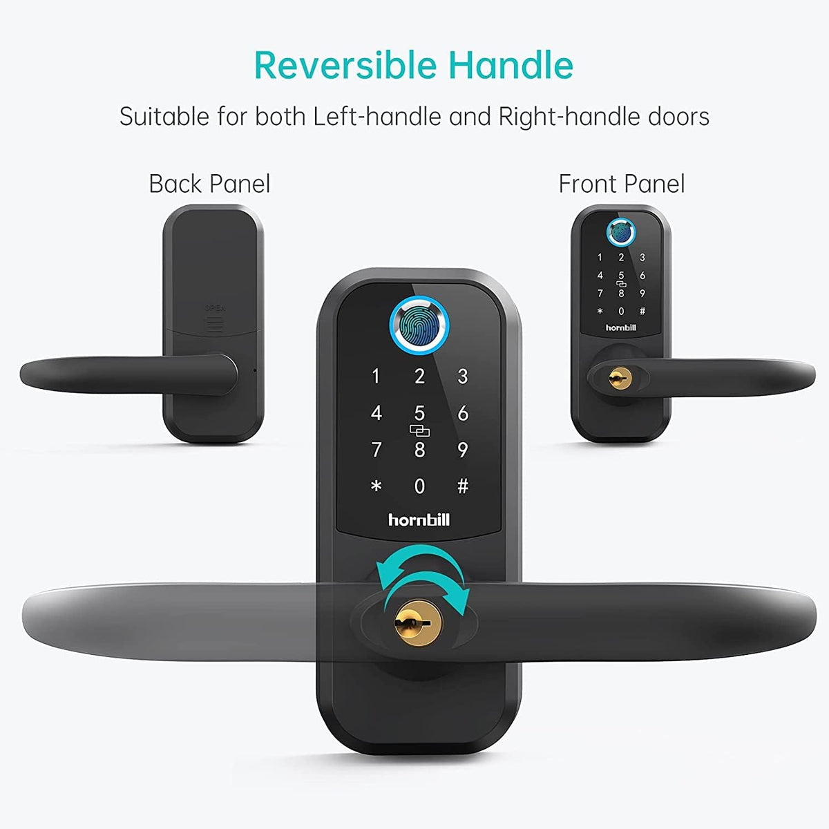 Fingerprint Door Lock Keyless Entry Bluetooth Keypad Lock with Reversible Handle J9176