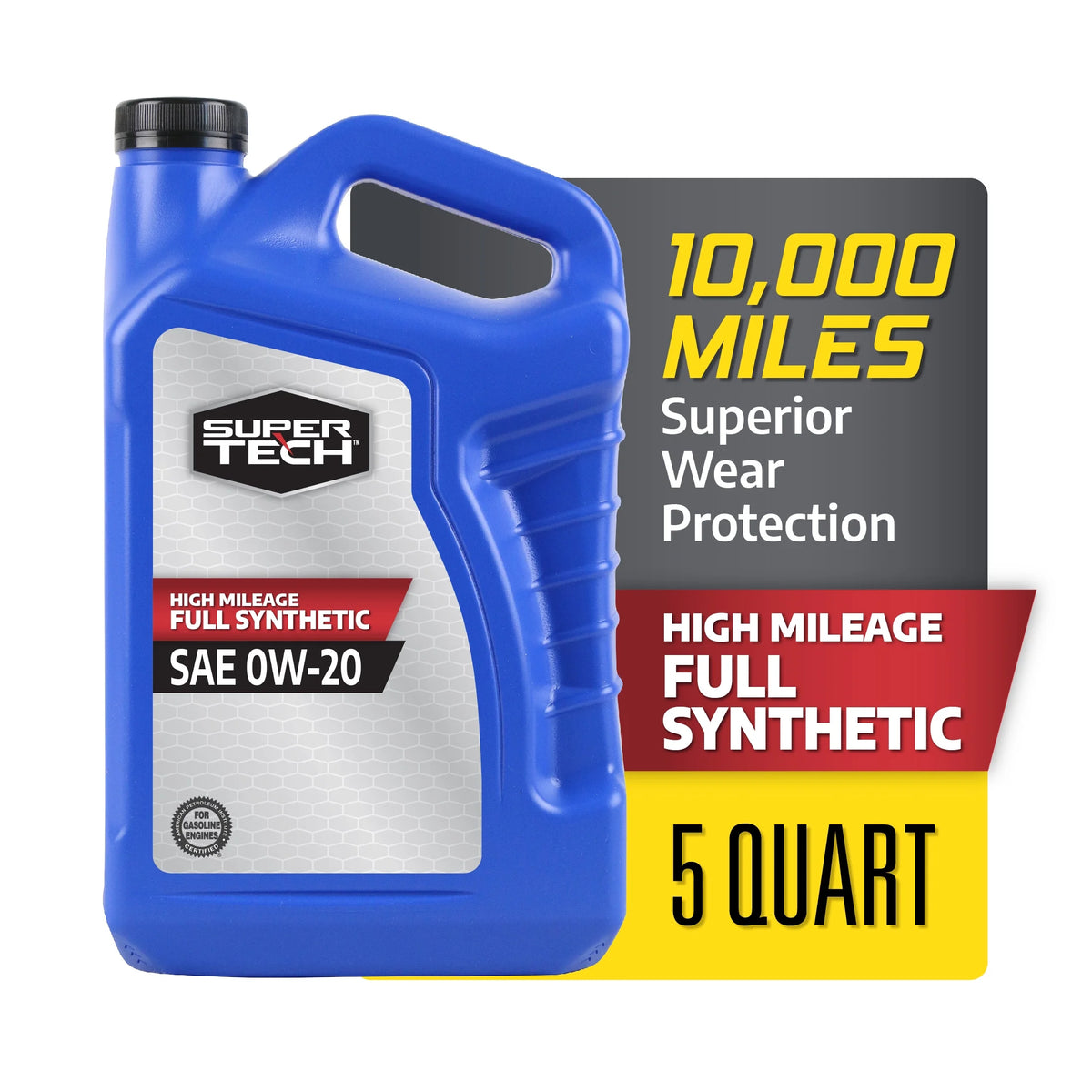 High Mileage Full Synthetic 0W-20 Motor Oil, 5 Quarts V9083