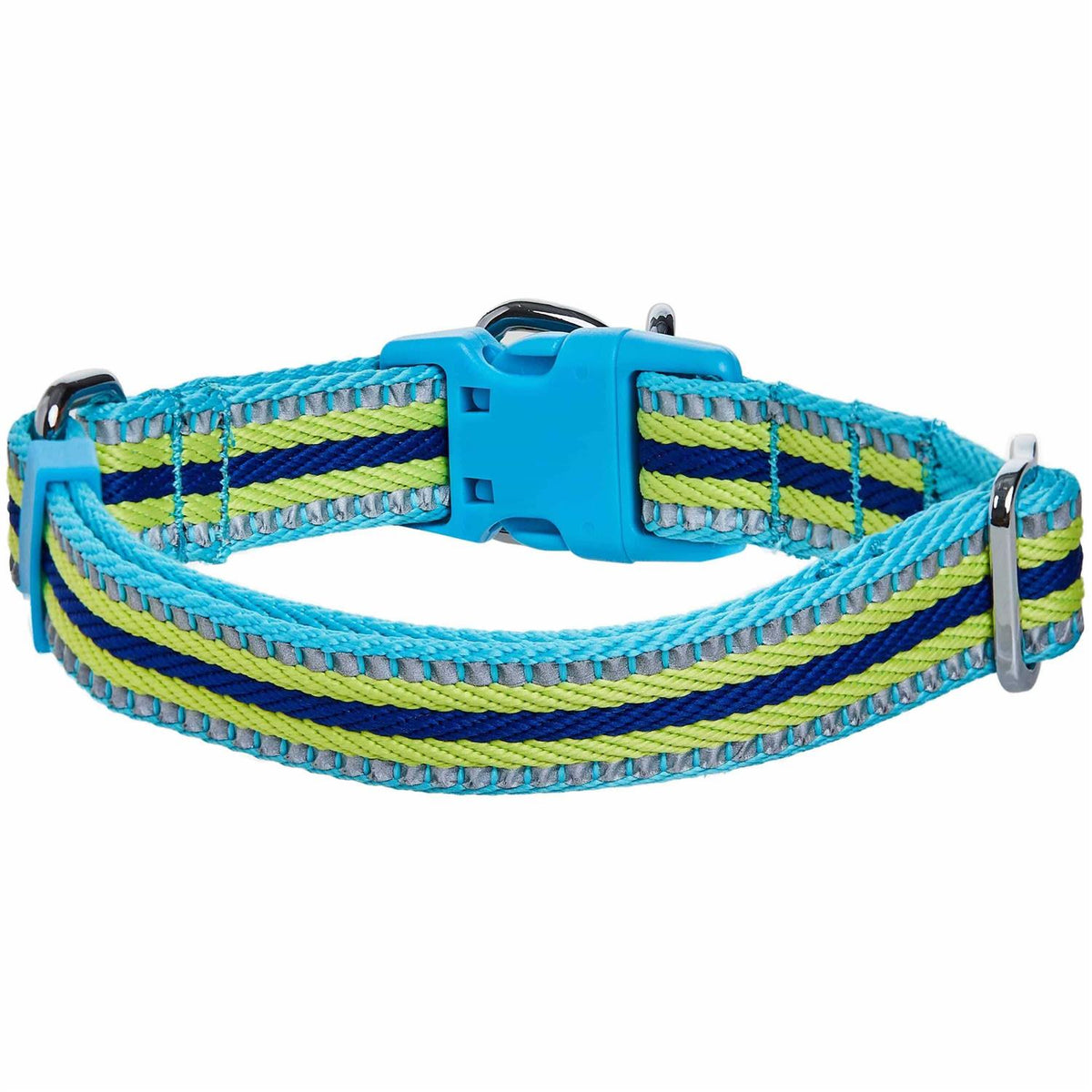 Reflective Multi-Colored Stripe Dog Collar L889584
