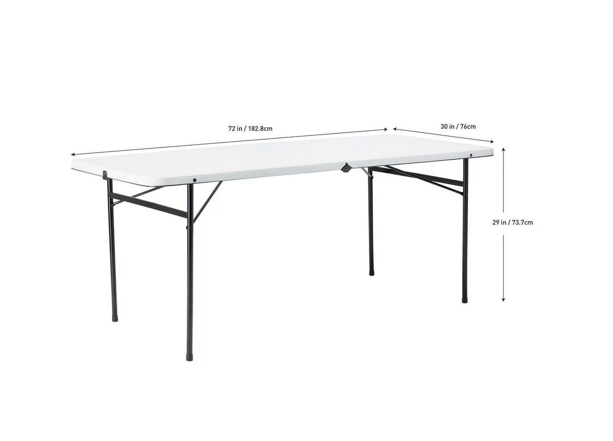 6 Foot Bi-Fold Plastic Folding Table, Black V582363