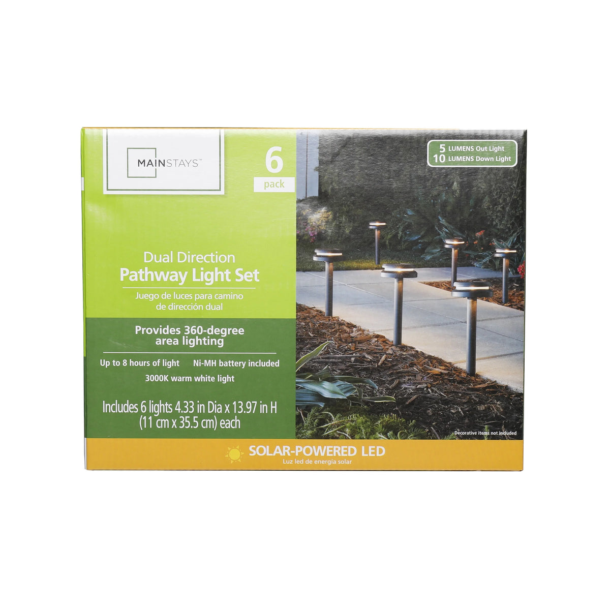 6-Count Solar-Powered Dual Direction Pathway LED Light Set Y204425